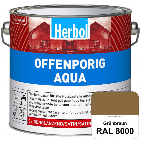 Offenporig Aqua (RAL 8000 Grünbraun) Wasserverdünnbar & hochwertige Ein-Topf-Holzlasur - Feuchteschu
