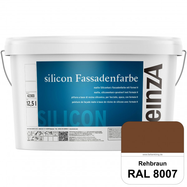 einzA silicon Fassadenfarbe (RAL 8007 Rehbraun) Hochwertige Siliconharz-Fassadenfarbe