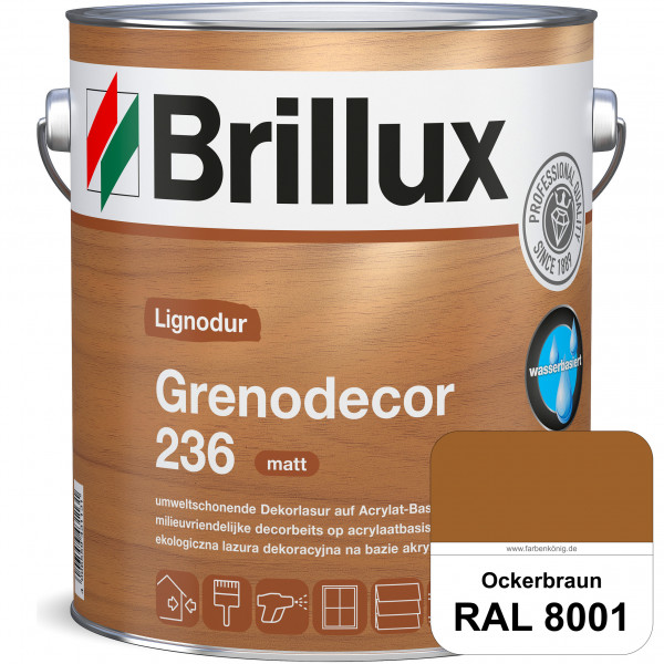 Grenodecor 236 (RAL 8001 Ockerbraun) Umwelt- und gesundheitsschonende, diffusionsfähige Dekorlasur m