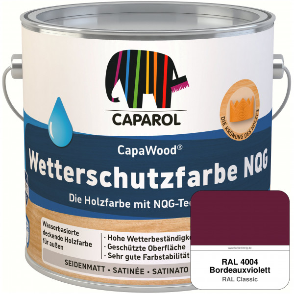CapaWood® Wetterschutzfarbe NQG (RAL 4004 Bordeauxviolett) - ersetzt Capadur Wetterschutzfarbe NQG