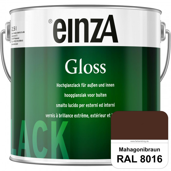 einzA Gloss (RAL 8016 Mahagonibraun) Hochwertiger Alkydharzlack in Premium-Qualität, hochglänzend.