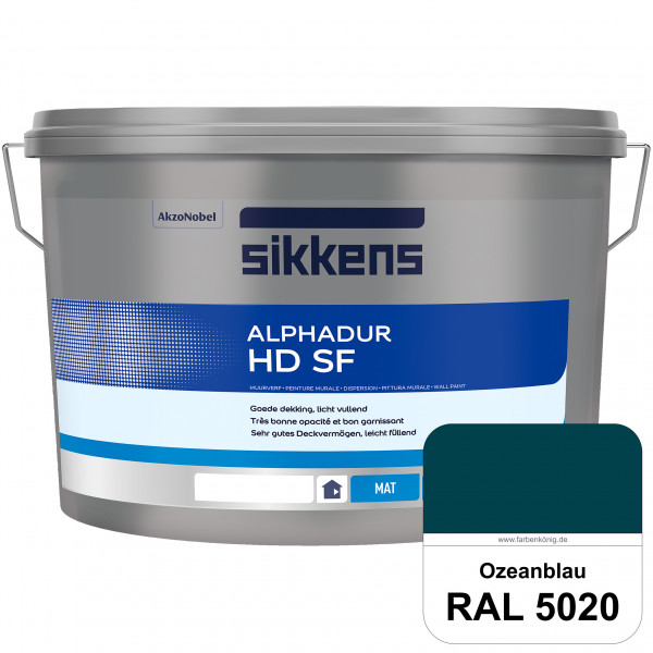 Alphadur HD SF (RAL 5020 Ozeanblau) matte hochdeckende waschbeständige Innenwandfarbe