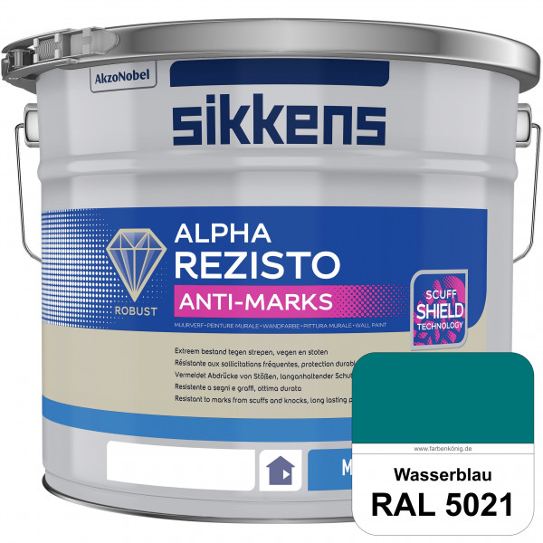 Alpha Rezisto Anti-Marks (RAL 5021 Wasserblau) Extrem widerstandsfähige Innenwandfarbe