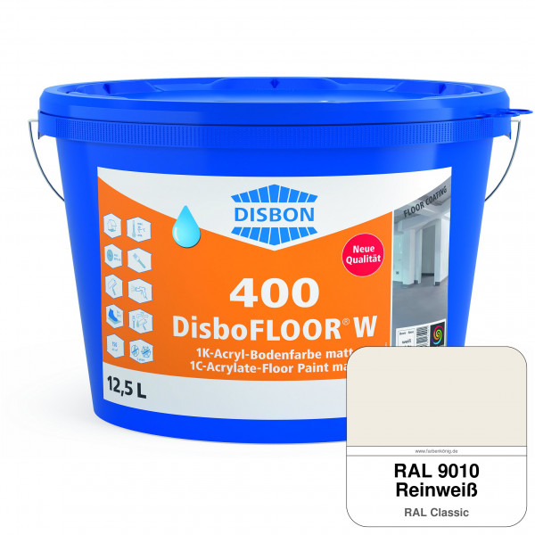 DisboFLOOR W 400 1K-Acryl-Bodenfarbe (RAL 9010 Reinweiß)