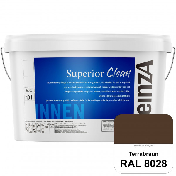 einzA Superior Clean (RAL 8028 Terrabraun) Hoch reinigungsfähige, stumpfmatte Premium-Wandbeschichtu