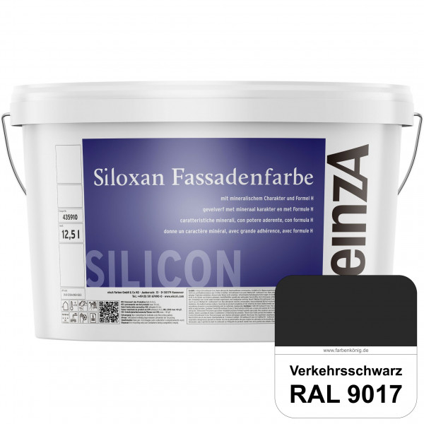 einzA Siloxan Fassadenfarbe (RAL 9017 Verkehrsschwarz) Siliconvergütete Fassadenfarbe
