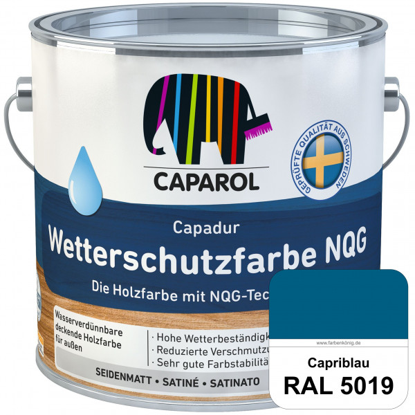 Capadur Wetterschutzfarbe NQG (RAL 5019 Capriblau) Holzfarbe mit NQG-Technologie wasserbasiert für a