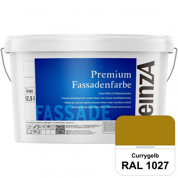 einzA Premium Fassadenfarbe (RAL 1027 Currygelb) Hochwertige Fassadenfarbe mit Clean-Effekt