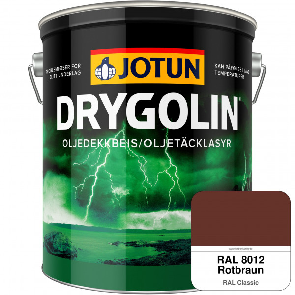 DRYGOLIN Oljedekkbeis - Deckende & wetterbeständige Öllasur für Außen (RAL 8012 Rotbraun)