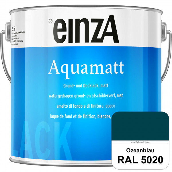 einzA Aquamatt (RAL 5020 Ozeanblau) Wasserverdünnbare Vorstreichfarbe & matte Lackfarbe