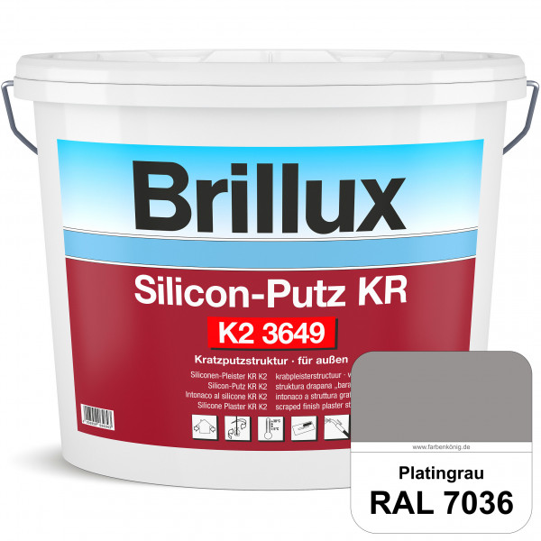 Silicon-Putz KR K2 3649 mit Protect (RAL 7036 Platingrau) Dekorputz auf Siliconharzbasis (außen)
