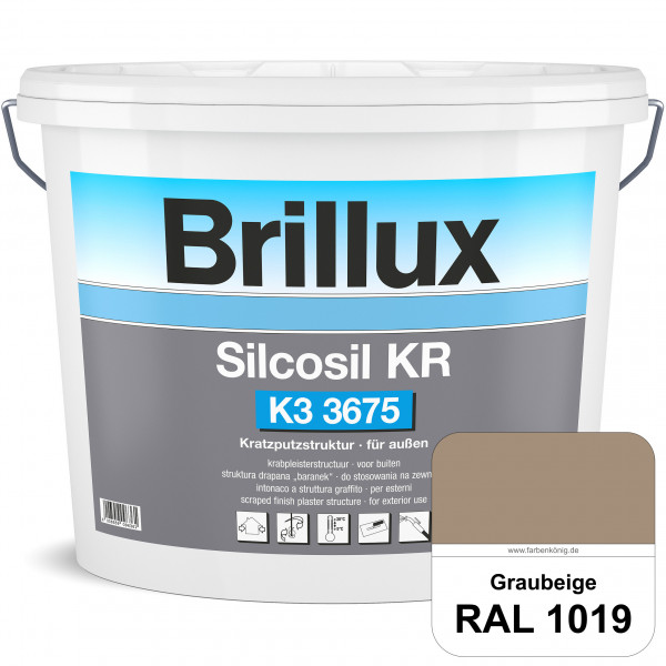 Silcosil KR K3 3675 mit Protect (RAL 1019 Graubeige) siliconverstärkter Dekorputz, Kratzputzstruktur