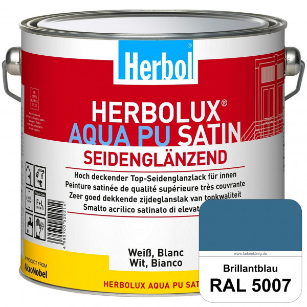 Herbolux Aqua PU Satin (RAL 5007 Brillantblau) Wasserverdünnbarer Top-PU-Seidenglanzlack (Innen)