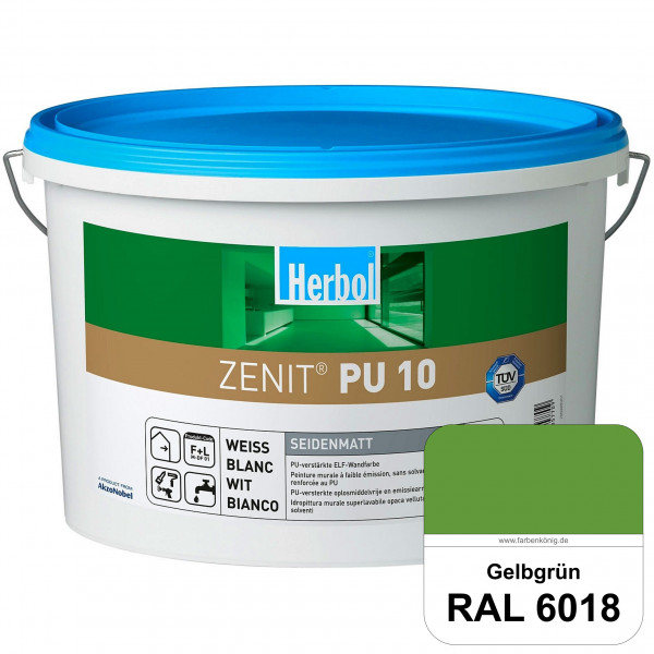 Zenit PU 10 (RAL 6018 Gelbgrün) seidenmatte und strapazierfähige PU-Wandfarbe