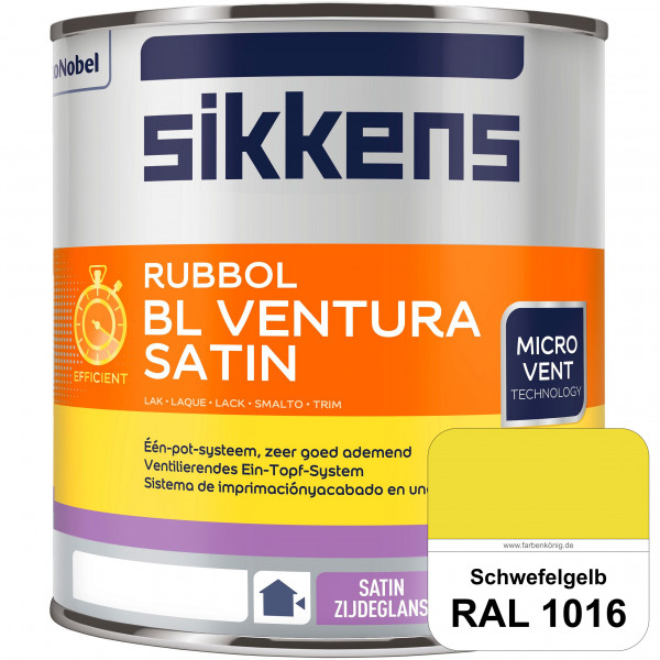 Rubbol BL Ventura Satin (RAL 1016 Schwefelgelb) Seidenglanzlack (wasserbasiert) Fenster außen
