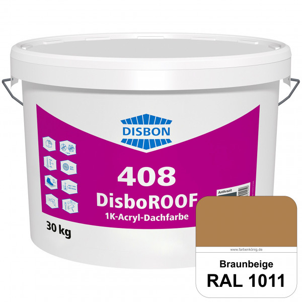 DisboROOF 408 1K-Acryl-Dachfarbe (RAL 1011 Braunbeige) Elastische Reinacrylatbeschichtung für Betond