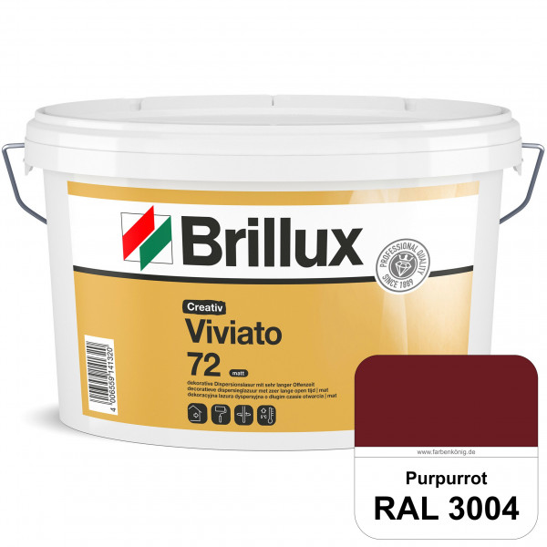 Creativ Viviato 72 (RAL 3004 Purpurrot) Tuchmatte Dispersionslasur für die dekorative Wandgestaltung