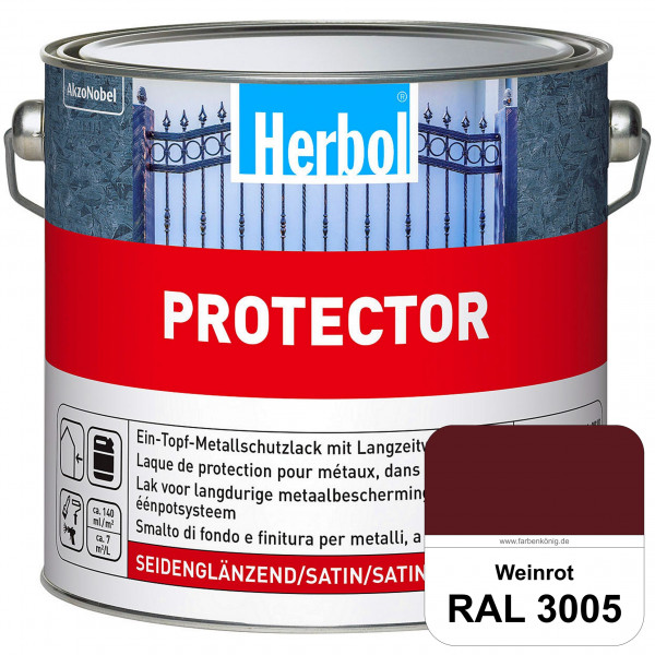 Protector (RAL 3005 Weinrot) Seidenglänzende Spezialbeschichtung für Eisen- und NE-Metalle (außen)