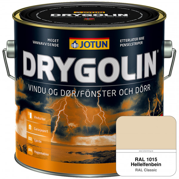 DRYGOLIN Vindu og Dør - wetterbeständige Holzschutzfarbe für Außen (RAL 1015 Hellelfenbein)