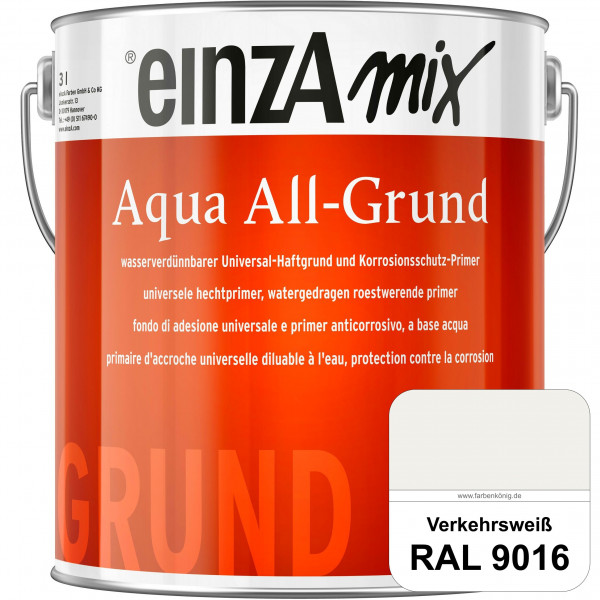 einzA Aqua All-Grund (RAL 9016 Verkehrsweiß) Wasserverdünnbarer Haftgrund & Korrosionsschutz-Primer