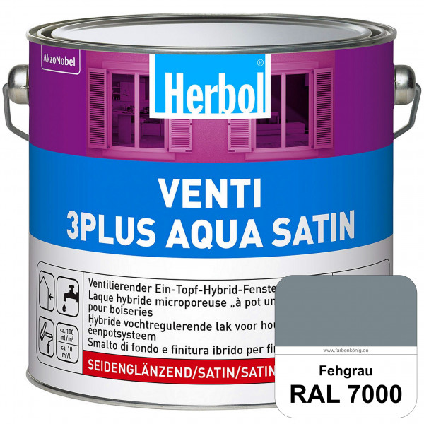 Venti 3Plus Aqua Satin (RAL 7000 Fehgrau) wasserbasierter & feuchtigkeitregulierender Ein-Topf-Fenst