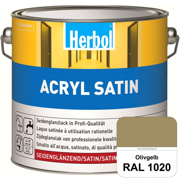 Acryl Satin (RAL 1020 Olivgelb) wasserverdünnbarer seidenglänzender Lack (Innen & Außen)