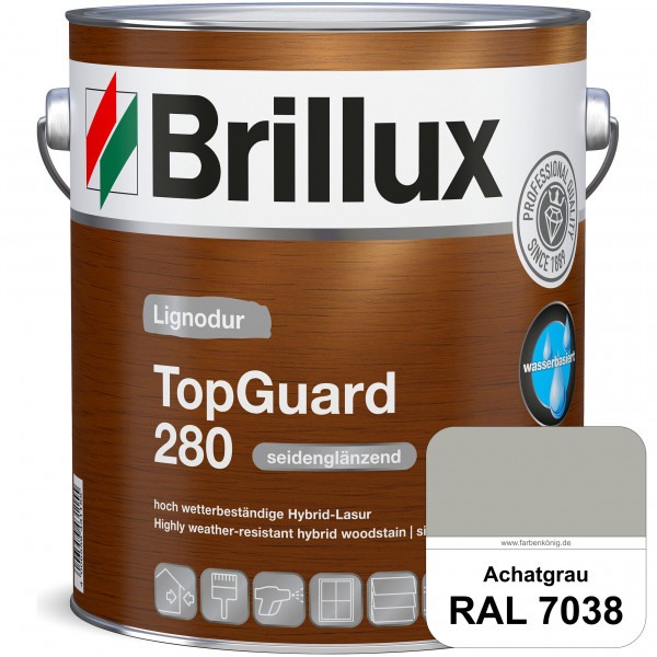 TopGuard 280 (RAL 7038 Achatgrau) wasserbasierte, wetterbeständige und seidenglänzende Hybridlasur (