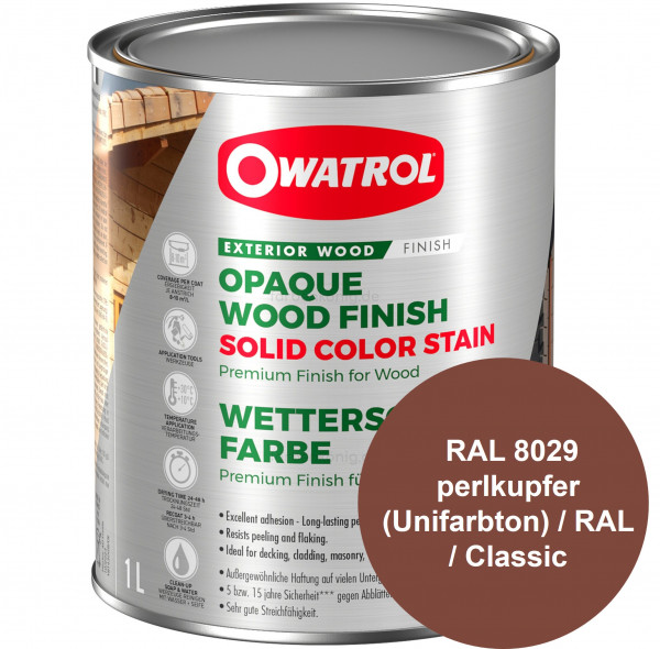 Solid Color Stain (B-Ware) - 2,5 Liter (RAL 8029 perlkupfer (Unifarbton) - RAL / Classic)