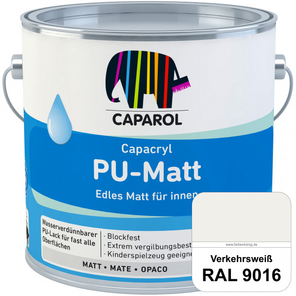 Capacryl PU-Matt (RAL 9016 Verkehrsweiß) tuchmatter & wasserbasierter Lack