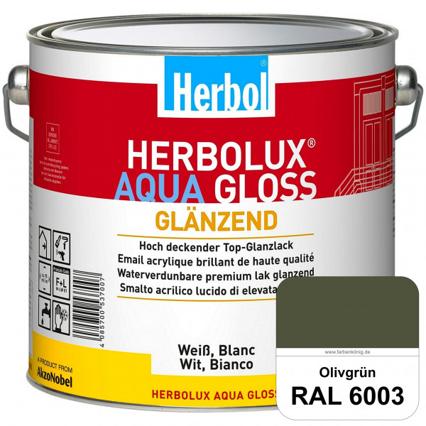 Herbolux Aqua Gloss (RAL 6003 Olivgrün) Wasserverdünnbarer Top-Glanzlack (Innen)