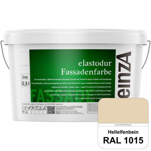einzA elastodur Fassadenfarbe (RAL 1015 Hellelfenbein) UV-vernetzendes & rissüberbrückendes Fassaden