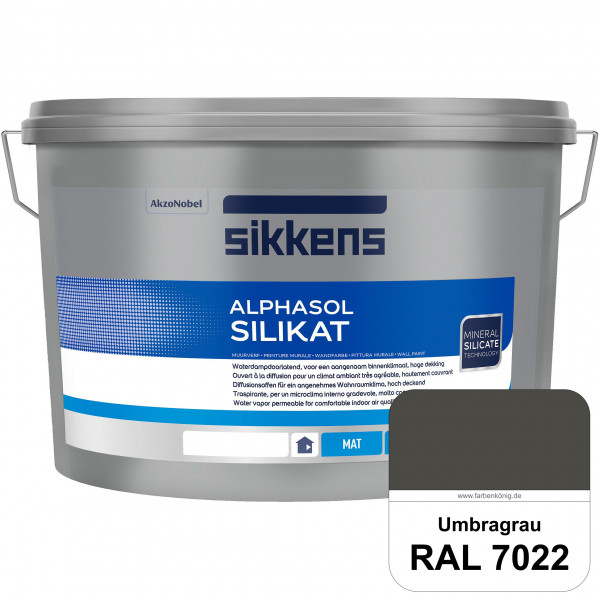 Alphasol Silikat (RAL 7022 Umbragrau) Extrem matte Premium Wandfarbe auf SOL-Silikatbasis