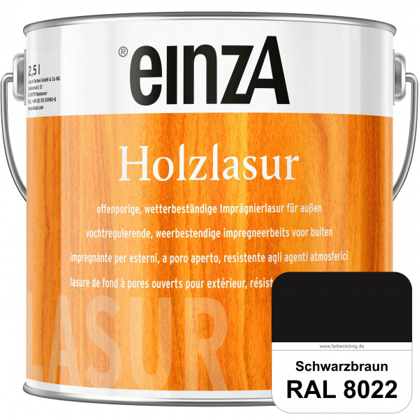 einzA Holzlasur (RAL 8022 Schwarzbraun) Offenporige Imprägnierlasur für Außen-Holzbauteile