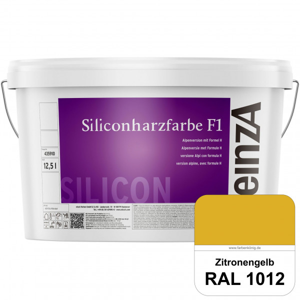 einzA Siliconharzfarbe F1 (RAL 1012 Zitronengelb) Universal Siliconharz-Fassadenfarbe, kalkmatt, wet