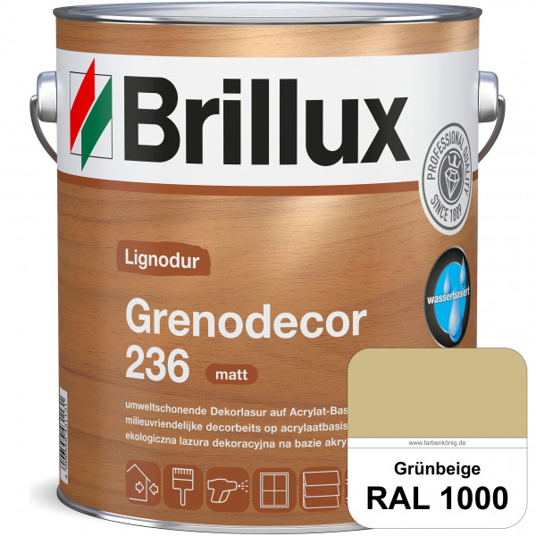 Grenodecor 236 (RAL 1000 Grünbeige) Umwelt- und gesundheitsschonende, diffusionsfähige Dekorlasur mi