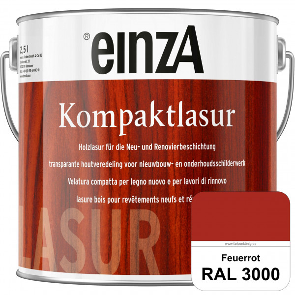einzA Kompaktlasur (RAL 3000 Feuerrot) Lasuranstrich für den Neu- und Renovieranstrich