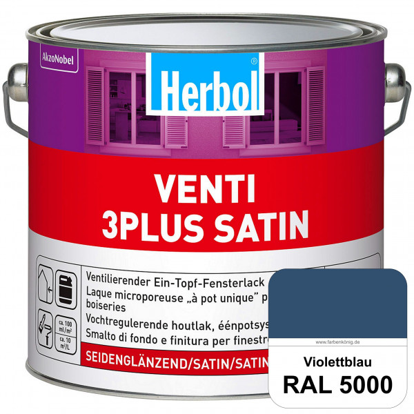 Venti 3Plus Satin (RAL 5000 Violettblau) feuchtigkeitregulierender & seidenglänzender Ein-Topf-Fenst