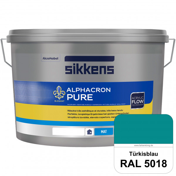 Alphacron Pure (RAL 5018 Türkisblau) Edelmatte & hochertige Premium Wandfarbe für glatte Untergründe