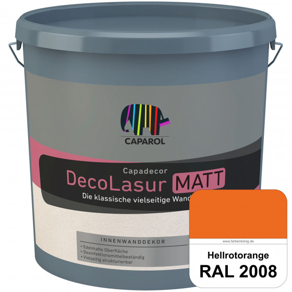 Capadecor DecoLasur Matt (RAL 2008 Hellrotorange) Matte Lasurfarbe auf Dispersionsbasis (innen)