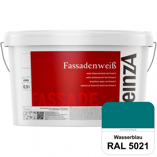 einzA Fassadenweiß (RAL 5021 Wasserblau) Sil-Fassadenfarbe gegen Schmutz & Vergrünung
