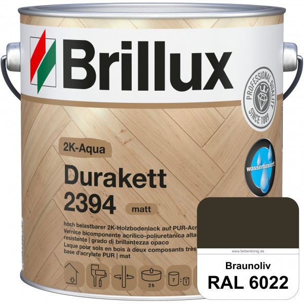 2K-Aqua Durakett 2394 (RAL 6022 Braunoliv) Wasserbasierter 2K-Versiegelung für Parkettfußböden, Diel