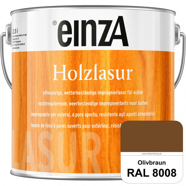einzA Holzlasur (RAL 8008 Olivbraun) Offenporige Imprägnierlasur für Außen-Holzbauteile