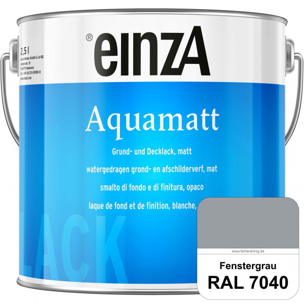 einzA Aquamatt (RAL 7040 Fenstergrau) Wasserverdünnbare Vorstreichfarbe & matte Lackfarbe