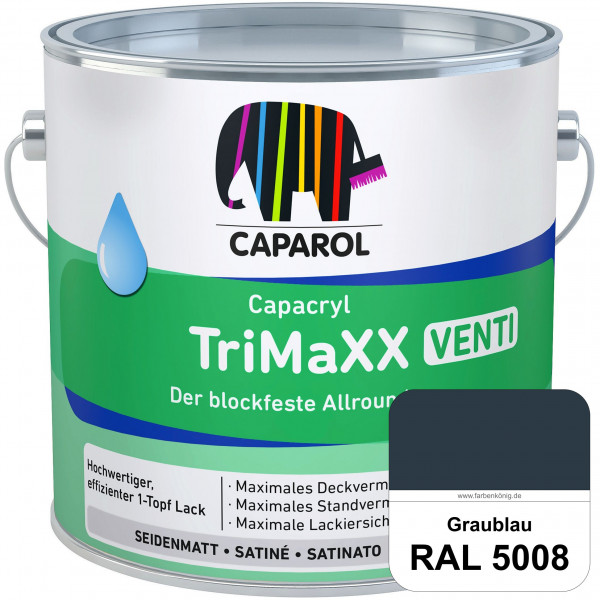 Capacryl TriMaXX Venti (RAL 5008 Graublau) Der blockfeste Allrounder für Fenster & Türen