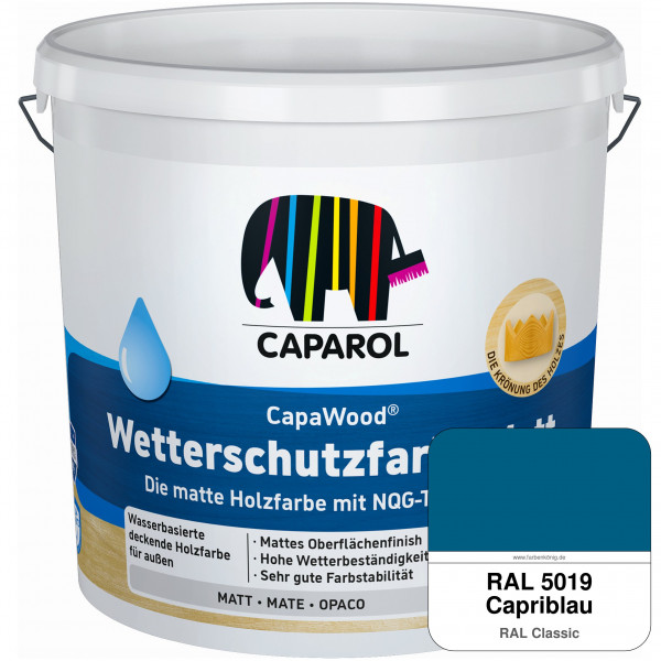 CapaWood® Wetterschutzfarbe Matt (RAL 5019 Capriblau) - ersetzt Capadur Wetterschutzfarbe Matt