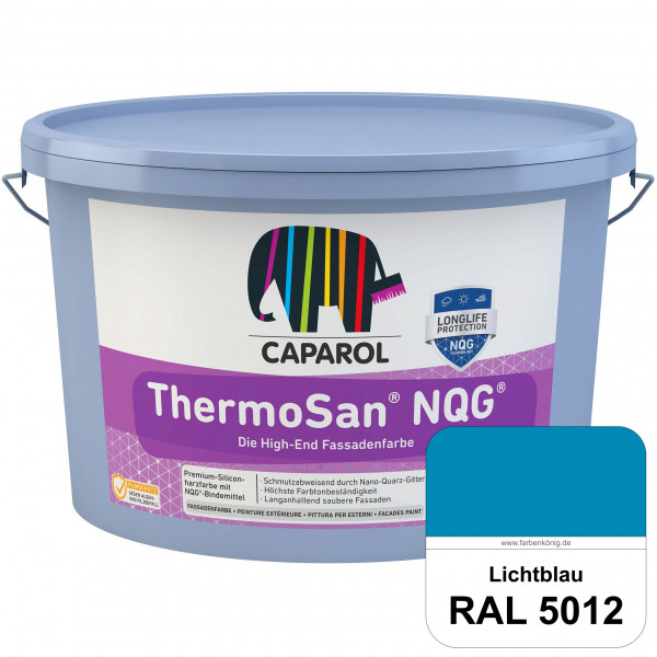 ThermoSan NQG (RAL 5012 Lichtblau) schmutzabweisende Siliconharz Fassadenfarbe mit Algen- und Pilzsc