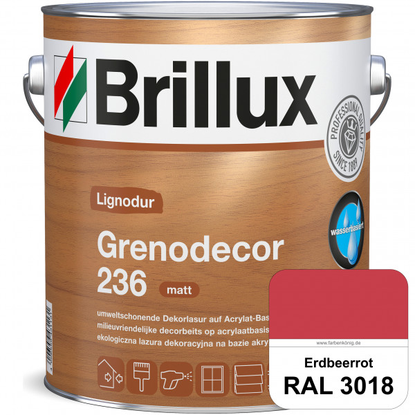 Grenodecor 236 (RAL 3018 Erdbeerrot) Umwelt- und gesundheitsschonende, diffusionsfähige Dekorlasur m