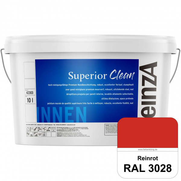 einzA Superior Clean (RAL 3028 Reinrot) Hoch reinigungsfähige, stumpfmatte Premium-Wandbeschichtung