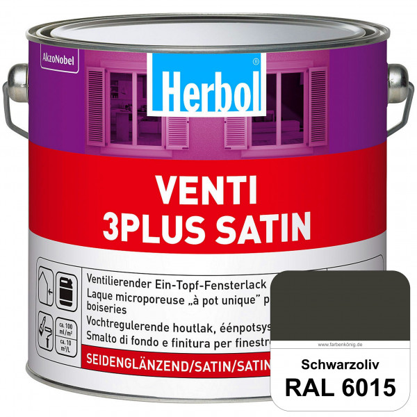 Venti 3Plus Satin (RAL 6015 Schwarzoliv) feuchtigkeitregulierender & seidenglänzender Ein-Topf-Fenst