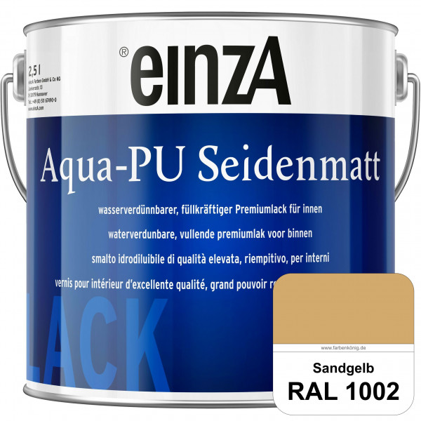 einzA Aqua-PU seidenmatt (RAL 1002 Sandgelb) wasserverdünnbarer Premiumlack für innen